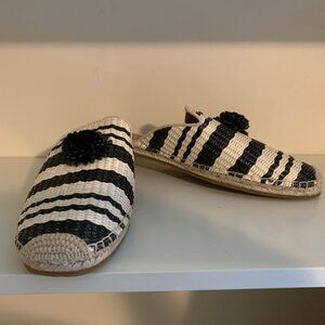 Kate Spade Ivory/Black Solero Raffia Espadrilles - Size 11